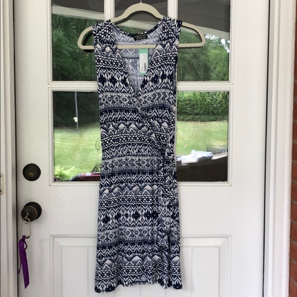 New with tags! Navy and White Patterned Dress - Picture 1 of 6